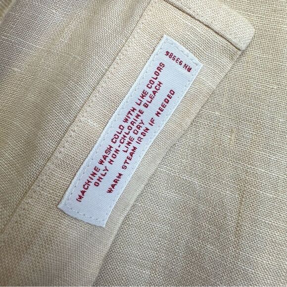 Brooks Brothers Linen Shirt Mens XL Orange Woven Short Sleeve Button Up Beach - Picture 15 of 16